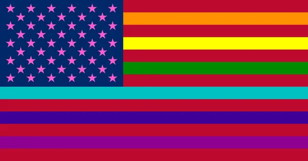 米国の旗 旗竿のトップビュー 平面設計 レイアウト 旗の背景 自由と愛の概念 誇りの月 コミュニティと自由 — ストック写真