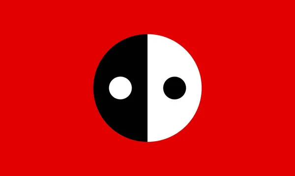 Bovenaanzicht Van Vlag Van Yinyang Ren Geen Vlaggenmast Vliegtuigontwerp Indeling — Stockfoto