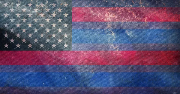 Pohled Shora Retro Vlajku Biamerica Grunge Texturou Bez Stožáru Letecký — Stock fotografie