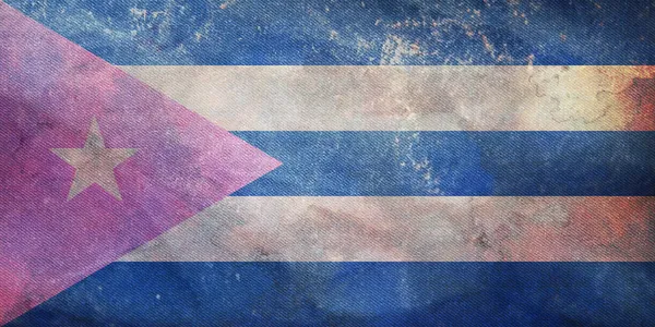 Top View Retro Flag Bisexual Cuba Grunge Texture Flagpole Plane — Stock Photo, Image