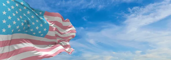 Bandeira Trans Estados Unidos Acenando Vento Céu Nublado Conceito Liberdade — Fotografia de Stock