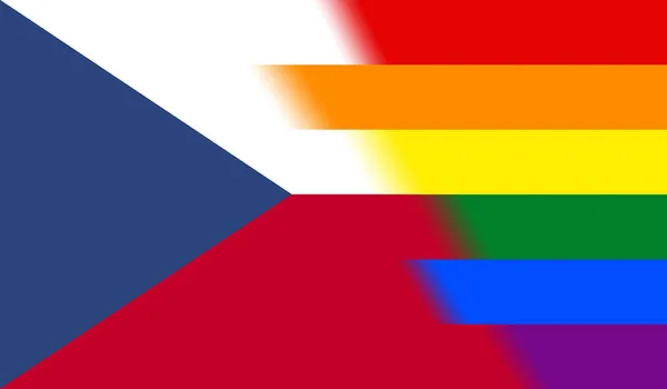 チェコ共和国の国旗のトップビュー 旗竿はありません 平面設計 レイアウト フラグの背景 自由と愛の概念 プライド月 行動主義共同体自由 — ストック写真