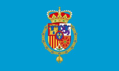 İspanya 'nın en iyi bayrak prensesi Asturias manzarası. İspanyol seyahati ve vatanseverlik kavramı. Bayrak direği yok. Uçak tasarımı, tasarım. Bayrak arkaplanı
