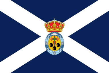 Santa Cruz de Tenerife, İspanya bayrağının en üst görüntüsü. İspanyol seyahati ve vatanseverlik kavramı. Bayrak direği yok. Uçak tasarımı, tasarım. Bayrak arkaplanı