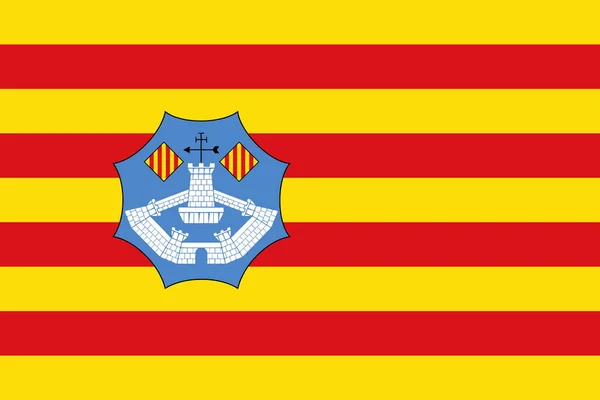西班牙Menorca国旗的头像 西班牙旅行和爱国心的概念 没有旗杆 平面设计 国旗背景 — 图库照片