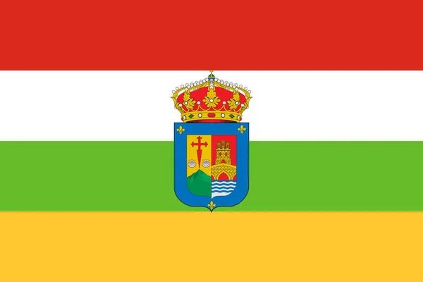 스페인 코트를 오야의 꼭대기 스페인 애국자 개념이야 깃대는 비행기 플래그 — 스톡 사진