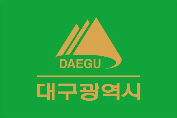 Widok Góry Flagi Daegu Korea Południowa Koreańskie Podróże Patriotyzm Nie — Zdjęcie stockowe