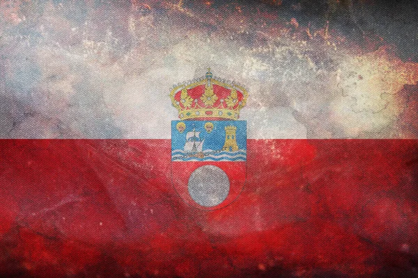 Top Kilátás Retro Zászló Cantabria Spanyolország Grunge Textúra Spanyol Utazási — Stock Fotó