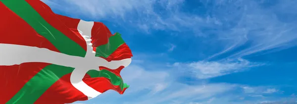 Zászló Baszkföld Spanyolország Felhős Háttér Naplemente Panorámás Kilátás Spanyol Utazási — Stock Fotó