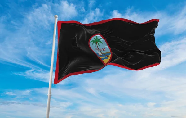 Bandiera Afroamericani Dello Stato Guam Stati America Slegati Sfondo Cielo — Foto Stock