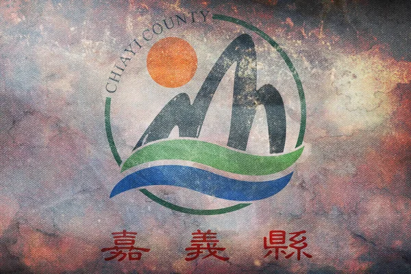Draufsicht Auf Die Retro Flagge Von Chiayi County Mit Grunge — Stockfoto