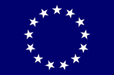 Minsk, Belarus - Mayıs 2021: ABD Dışişleri Bakanlığı bayrağının üst görüntüsü, bayrak direği yok. Uçak tasarımı, tasarım. Bayrak arkaplanı.