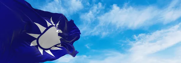 Прапор Військово Морського Джека Хмарному Тлі Неба Заході Сонця Панорамний — стокове фото