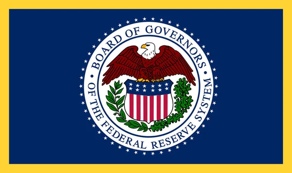 白俄罗斯明斯克 2021年5月 美国联邦储备委员会旗帜的最高视图 没有旗杆 平面设计 国旗背景 — 图库照片