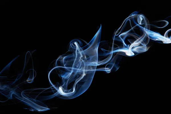 Blue Smoke Black Background Abstract Blur Motion Wave Swirl Wisp — Stock Photo, Image