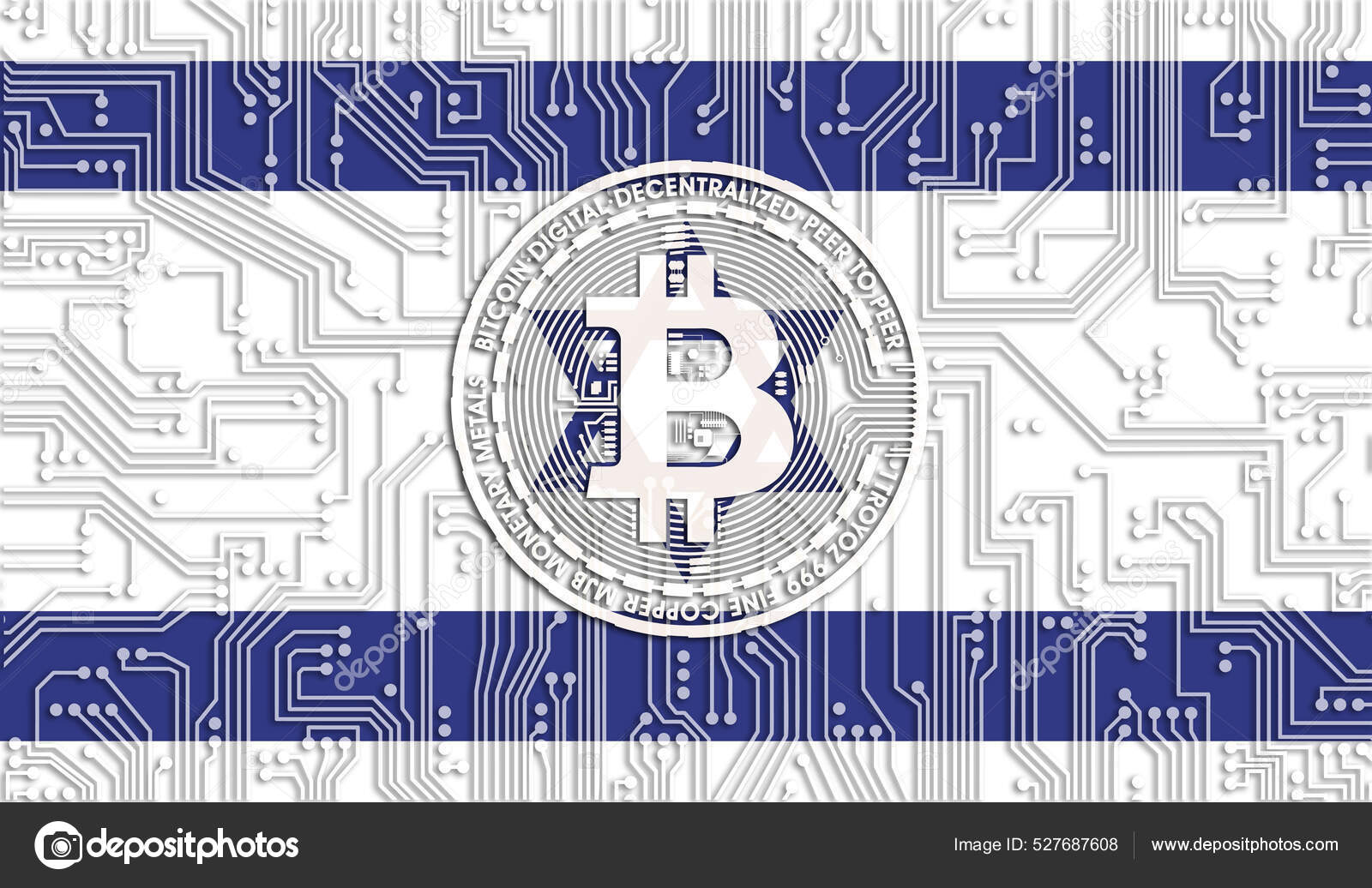 Flag Israel Bitcoin Integrated Circuit Board Pattern Bitcoin Stock Growth —  Stock Editorial Photo © Mermolenko #527687608