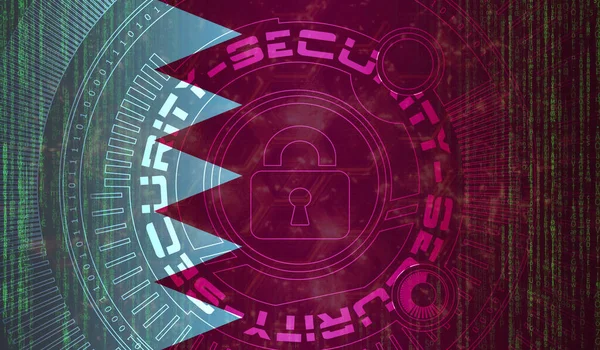 Bahrains Nationale Cybersikkerhed Digital Baggrund Databeskyttelse Sikkerhedssystemkoncept Lås Symbol Mørk - Stock-foto