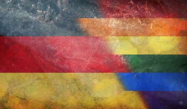 Ulusal lgbt retro bayrağının grunge desenli, bayrak direği yok. Uçak tasarımı, tasarım. Bayrak arkaplanı. Özgürlük ve aşk kavramı. Gurur ayı. Eylemcilik, toplum ve özgürlük
