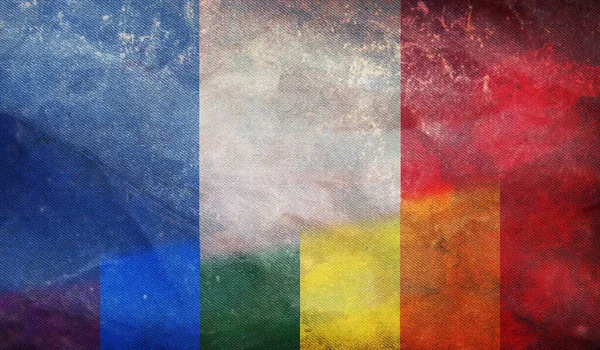 Vista Superior Bandeira Retro Lgbt Nacional França Com Textura Grunge — Fotografia de Stock