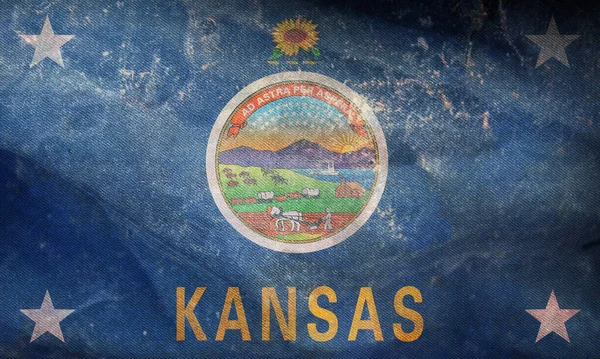 Vista Superior Governador Kansas Bandeira Dos Eua Sem Mastro Bandeira — Fotografia de Stock