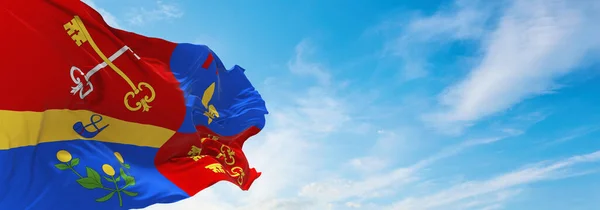 Bandera Del Departamento Vaucluse Francia Fondo Cielo Nublado Puesta Del —  Fotos de Stock