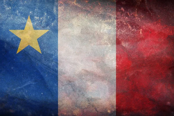 Widok Góry Acadia Retroflag Francja Grunge Tekstury Francuskie Podróże Patriotyzm — Zdjęcie stockowe