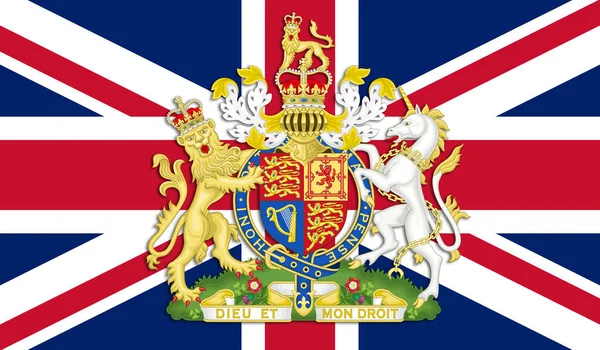 Vue Dessus Drapeau Des Armoiries Royales Angleterre Sur Royaume Uni — Photo