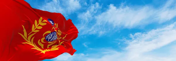 Zászló Reserve Command Felhős Háttér Naplemente Panorámás Kilátás Kínai Népköztársaság — Stock Fotó