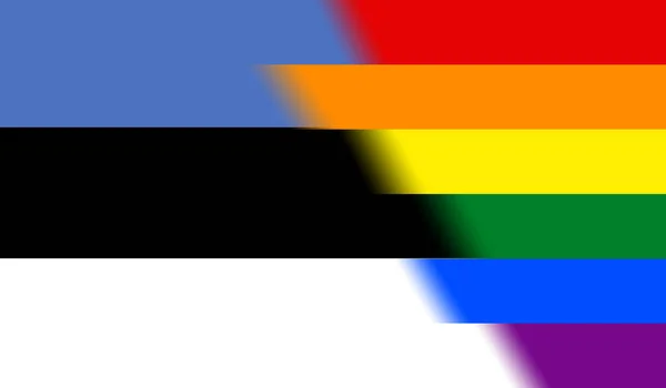 Vista Superior Bandeira Nacional Lgbt Estónia Sem Mastro Bandeira Projeto — Fotografia de Stock