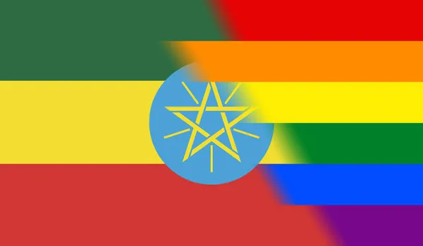 俯瞰埃塞俄比亚的国旗 没有旗杆 平面设计 旗帜背景 自由和爱的概念 骄傲的一个月 行动主义 社区和自由 — 图库照片