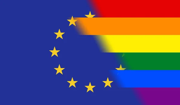 Vista Dall Alto Della Bandiera Nazionale Lgbt Dell Unione Europea — Foto Stock