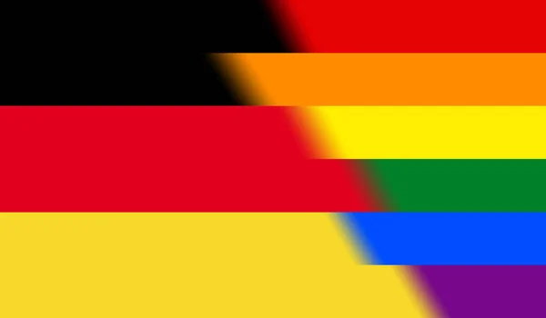 Top View National Lgbt Flag Germany2 Flagpole Plane Design Layout — Stock Photo, Image