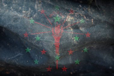 Indiana eyaletinin Afrika kökenli Amerikalılarının bayrağının en üst görüntüsü. Bağlanmamış Amerikan devletleri ve grunge desenli. ABD Haziran Özgürlük Günü 'nde. Bayrak direği yok. Uçak tasarımı, tasarım. Bayrak arkaplanı
