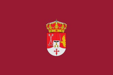 İspanya, Albacete bayrağının en üst görüntüsü. İspanyol seyahati ve vatanseverlik kavramı. Bayrak direği yok. Uçak tasarımı, tasarım. Bayrak arkaplanı
