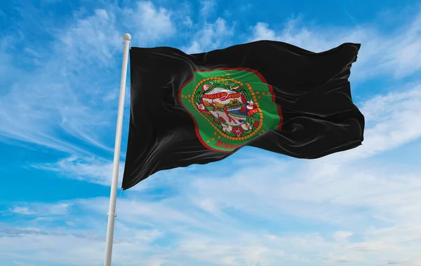 Vlajka Afroameričanů Státu Minnesota Rozvázané Státy Americké Zamračeném Pozadí Oblohy — Stock fotografie