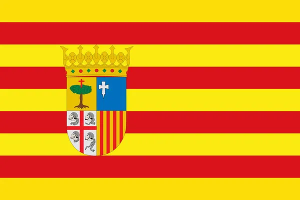 스페인 아라곤의 꼭대기 스페인 애국자 개념이야 깃대는 비행기 플래그 — 스톡 사진