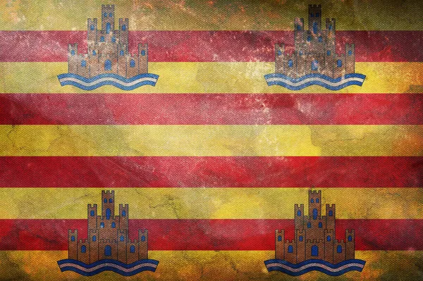 Draufsicht Auf Die Retro Flagge Von Ibiza Spanien Mit Grunge — Stockfoto