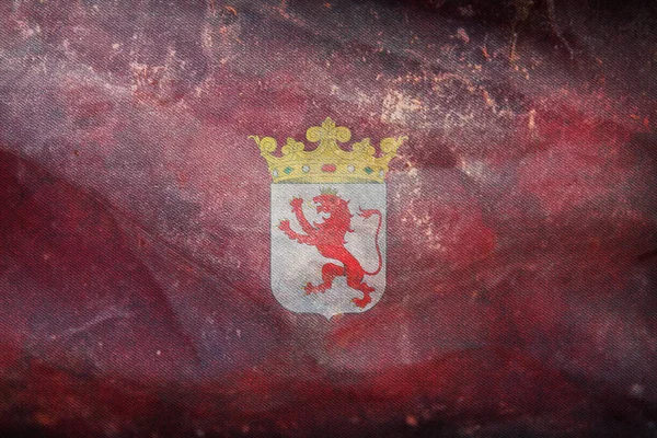 Вид Сверху Ретро Флажок Leon Испания Граненой Текстурой Испанские Путешествия — стоковое фото