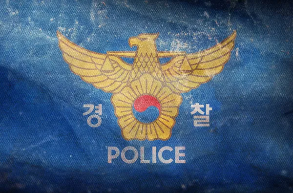 Bovenaanzicht Van Retro Vlag Koreaanse Nationale Politie Agentschap Zuid Korea — Stockfoto
