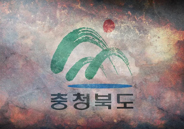 Ovanifrån Retro Flagga Nordchungcheong Provinsen Sydkorea Med Grunge Konsistens Koreansk — Stockfoto