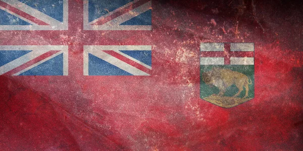 Draufsicht Auf Die Retro Flagge Von Manitoba Kanada Mit Grunge — Stockfoto