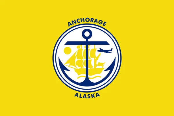 Vista Superior Bandera Anchorage Alaska Estados Desatados América Patriota Concepto —  Fotos de Stock