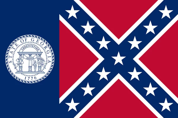 Bovenaanzicht Van Staat Georgia 1956 2001 Amerikaanse Vlag Geen Vlaggenmast — Stockfoto