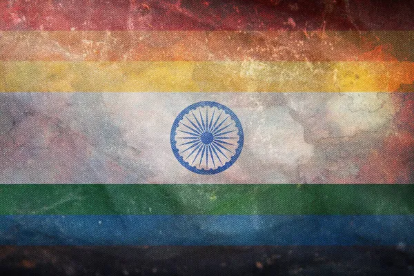 Bovenaanzicht Van Retro Vlag Van Pride India Met Grunge Textuur — Stockfoto