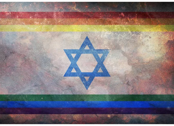 Vue Dessus Drapeau Rétro Rainbow Israël Avec Texture Grunge Pas — Photo