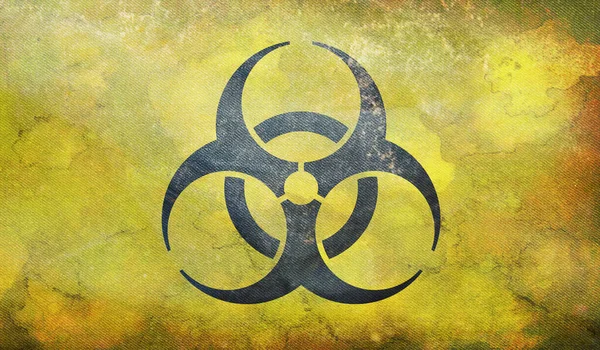 Top View Biohazard Symbol Flag Flagpole Plane Design Layout Flag — Stock Photo, Image