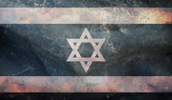 흑백으로 이스라엘 국기의 위에는 깃대가 없습니다 비행기 플래그 — 스톡 사진