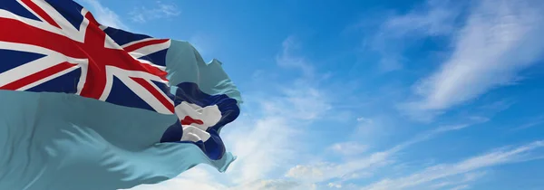 空軍の旗日没の曇った空の背景に英国の符号 パノラマビュー イギリス イギリスの連合王国 広いバナーのスペースをコピーします 3Dイラスト — ストック写真