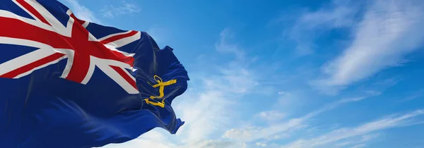 Zászló Brit Királyi Flotta Segédzászlós Felhős Égbolt Háttér Naplemente Panorámás — Stock Fotó