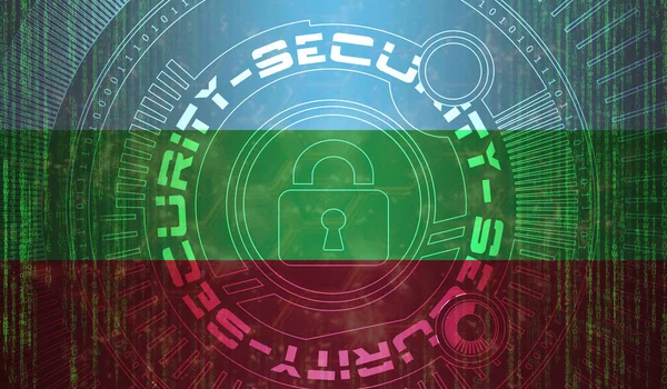 Bulgarias Nasjonale Datasikkerhet Digital Bakgrunnsdatavern Sikkerhetssystemkonseptet Låsesymbol Mørk Flaggbakgrunn – stockfoto